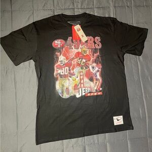🆕 Mitchell and Ness Jerry Rice Tee Men’s Size Medium Black/Red Fast Shipping